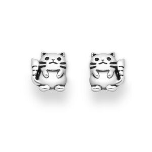 Sterling Silver Cat Stud Earrings